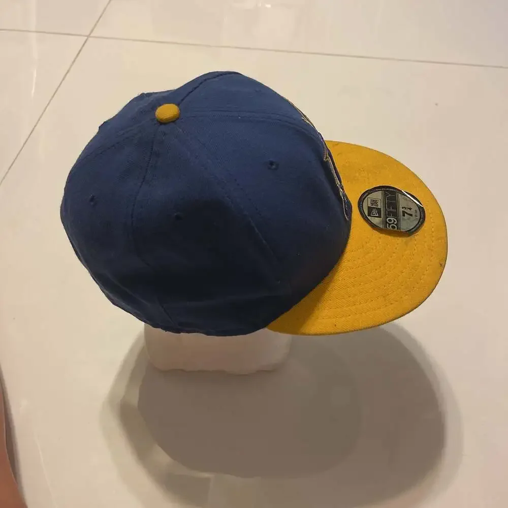 New Era Miami Marlins Fitted Cap Blue Gold Size 7 3/4 MLB Baseball Hat
